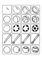 How To Draw Sports Balls WorkSheet Page Vector Illustration Art