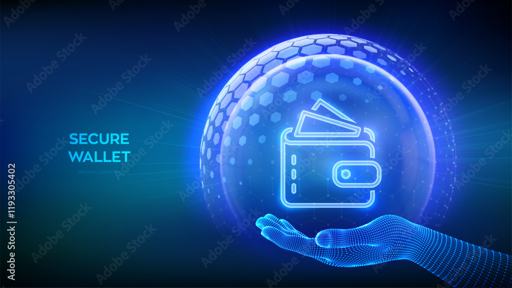 Poster secure digital wallet. online banking. safety payments. secure transactions. personal financial data