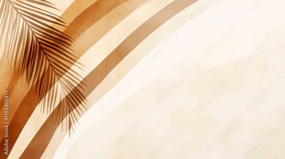 Poster elegant abstract background featuring soft gradients and palm leaves creating a tranquil and tropica