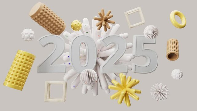 Pastel colorful  loop animation of 2025 title in modern minimal style.