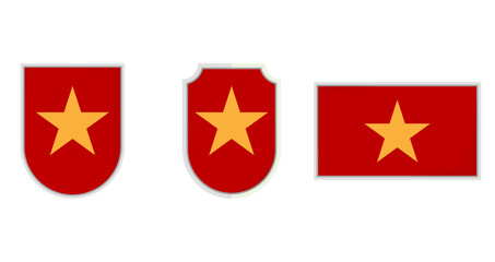 Vietnam national flag shield Badge set