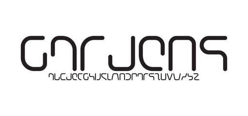 Garden Abstract technology science alphabet lowercase font. digital space typography vector illustration design