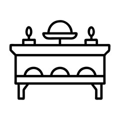 buffet table icon, buffet table line art - simple line art of buffet table, perfect for buffet table logos and icons and themed design