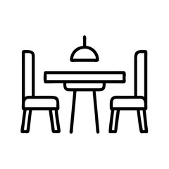 dining table with chairs icon, dining table with chairs line art - simple line art of dining table with chairs, perfect for dining table with chairs logos and icons and themed design