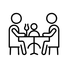 family dinner at restaurant icon, family dinner at restaurant line art - simple line art of family dinner at restaurant, perfect for family dinner at restaurant logos and icons and themed design