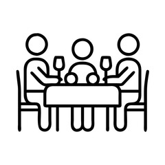 family dinner at restaurant icon, family dinner at restaurant line art - simple line art of family dinner at restaurant, perfect for family dinner at restaurant logos and icons and themed design