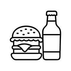 food pairing burger and beer icon, food pairing burger and beer line art - simple line art of food pairing burger and beer, perfect for food pairing burger and beer logos and icons and themed design
