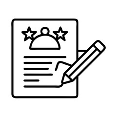 food critic writing a review icon, food critic writing a review line art - simple line art of food critic writing a review, perfect for food critic writing a review logos and icons and themed design
