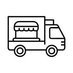 food truck icon, food truck line art - simple line art of food truck, perfect for food truck logos and icons and themed design