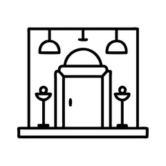 high end restaurant entrance icon, high end restaurant entrance line art - simple line art of high end restaurant entrance, perfect for high end restaurant entrance logos and icons and themed design