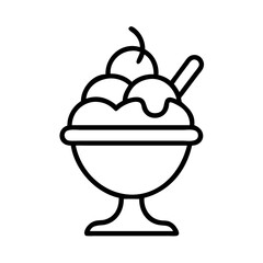 ice cream sundae icon, ice cream sundae line art - simple line art of ice cream sundae, perfect for ice cream sundae logos and icons and themed design