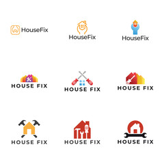 Set of House Repairs logo design template vector illustration. House renovation symbol, icon.