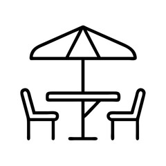 outdoor cafe table icon, outdoor cafe table line art - simple line art of outdoor cafe table, perfect for outdoor cafe table logos and icons and themed design