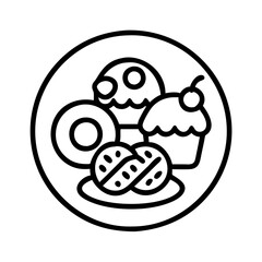 plate of desserts icon, plate of desserts line art - simple line art of plate of desserts, perfect for plate of desserts logos and icons and themed design