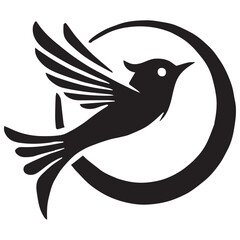 Silhouette of a bird on white background	