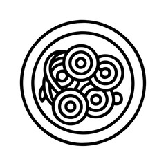 plate of pasta icon, plate of pasta line art - simple line art of plate of pasta, perfect for plate of pasta logos and icons and themed design