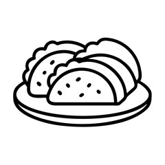 plate of tacos icon, plate of tacos line art - simple line art of plate of tacos, perfect for plate of tacos logos and icons and themed design