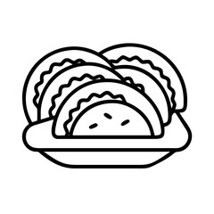 plate of tacos icon, plate of tacos line art - simple line art of plate of tacos, perfect for plate of tacos logos and icons and themed design