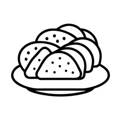plate of tacos icon, plate of tacos line art - simple line art of plate of tacos, perfect for plate of tacos logos and icons and themed design