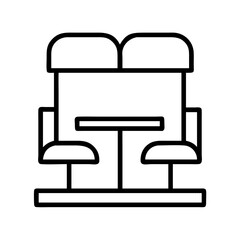 restaurant booth seating icon, restaurant booth seating line art - simple line art of restaurant booth seating, perfect for restaurant booth seating logos and icons and themed design