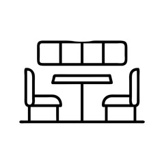 restaurant booth seating icon, restaurant booth seating line art - simple line art of restaurant booth seating, perfect for restaurant booth seating logos and icons and themed design