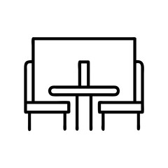 restaurant booth seating icon, restaurant booth seating line art - simple line art of restaurant booth seating, perfect for restaurant booth seating logos and icons and themed design