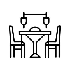 restaurant interior icon, restaurant interior line art - simple line art of restaurant interior, perfect for restaurant interior logos and icons and themed design
