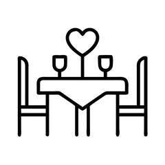 romantic dinner setup icon, romantic dinner setup line art - simple line art of romantic dinner setup, perfect for romantic dinner setup logos and icons and themed design