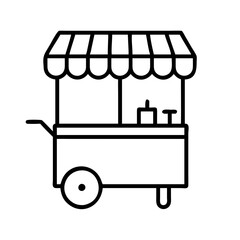 street food cart icon, street food cart line art - simple line art of street food cart, perfect for street food cart logos and icons and themed design