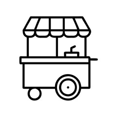 street food cart icon, street food cart line art - simple line art of street food cart, perfect for street food cart logos and icons and themed design