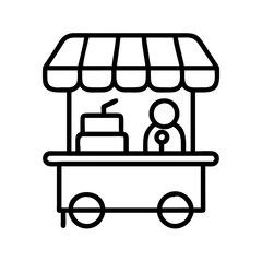street food vendor icon, street food vendor line art - simple line art of street food vendor, perfect for street food vendor logos and icons and themed design