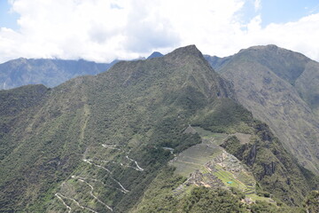 Trekking in Peru: Machu Picchu and the Sun Gate from the summit of Huayna Picchu