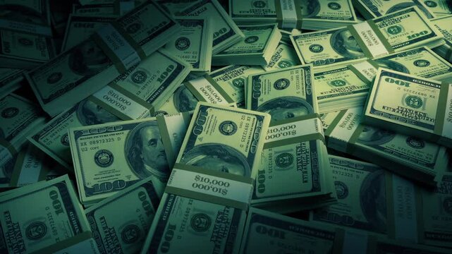 Money Pile In Dramatic Lighting