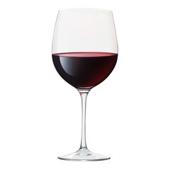 Elegant red wine glass on a clear background, capturing the delicacy and richness of the beverage.