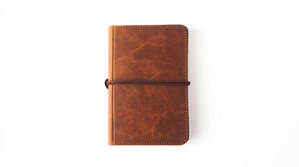 Brown leather notebook with a classic, elegant design and smooth surface, highlighting high-quality material.
