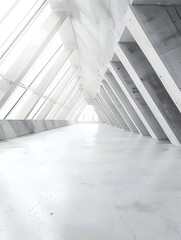 Bright and Airy Modern Architectural Corridor with Minimalist Concrete Walls and Skylight