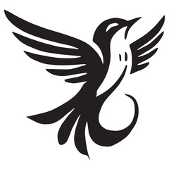 Silhouette of a bird on white background	