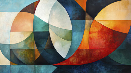 Abstract shapes creating sense of rhythm and harmony in vibrant colors