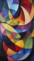 Obraz premium Colorful abstract geometric shapes create vibrant and dynamic composition