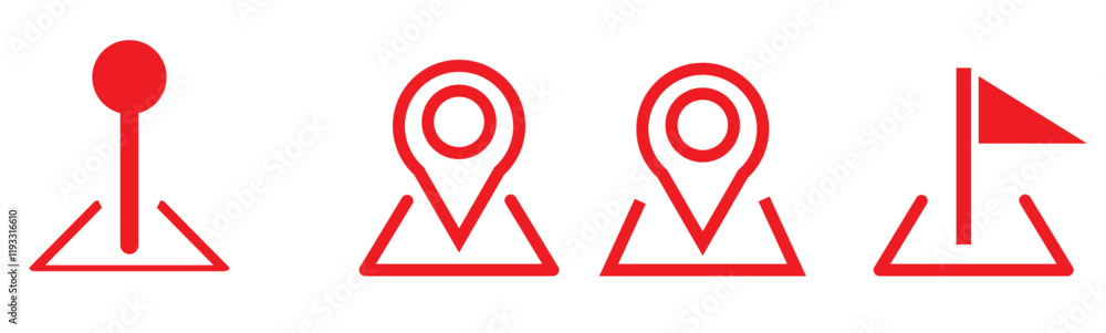 Poster location icon set. flat icon set of location and map pins. map pin place marker. location pointer ic