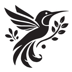 Silhouette of a bird on white background	