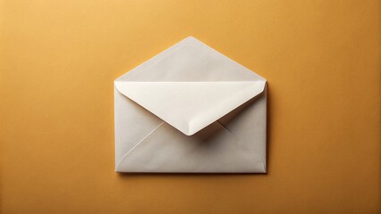 Beige Background Panoramic Mockup: Open White Envelope for Branding & Stationery Design