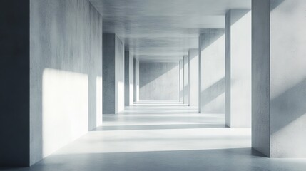 Obraz premium 3D serene interior with light gray walls and creative empty space