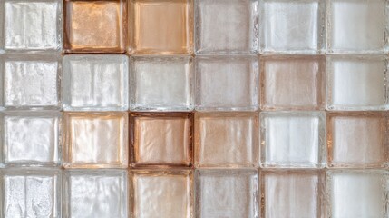 Vintage glass blocks create intricate light patterns in a retro minimalistic design embracing aged...