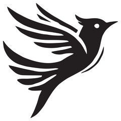 Silhouette of a bird on white background	