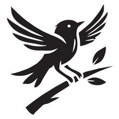 Silhouette of a bird on white background	