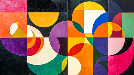 Fototapeta premium Abstract geometric art with vibrant shapes and bold colors
