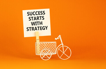 Success starts with strategy symbol. Concept words Success starts with strategy on beautiful white...