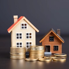 stacking of increasing coin with house model while preparation to saving for property investment and house mortgage