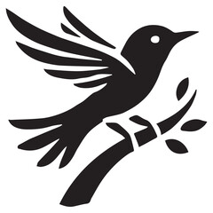 Silhouette of a bird on white background	